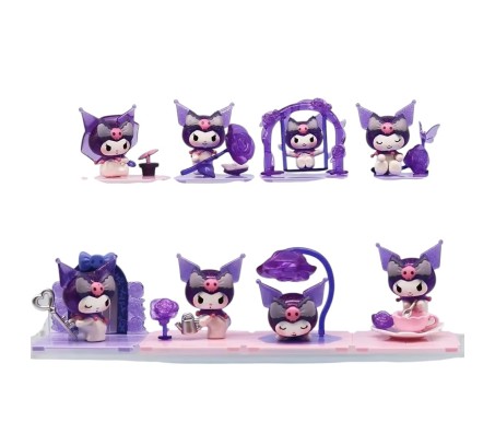 Anime Set of 8 Kuromi Action Figure Limited Edition 6-7cm Mini Figure for Car Dashboard, Decoration Figurines, Cake, Office Desk & Study Table for Kids