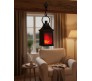Portable 25CM Artificial Fireplace LED Lamp with Realistic Flame Effect Hanging Lantern For Living Room, Bedroom, Indoor Decoration Electric Faux Fire Place Black