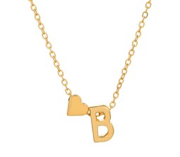Gold Plated Initial B Pendant Necklace With Heart For Women Dainty Alphabet Necklaces With Adjustable Chain Letter Chains Gifts Alphabets Name Women N Girls