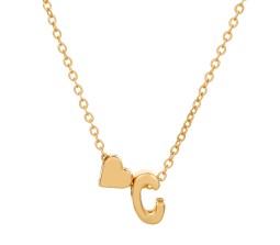 Gold Plated Initial C Pendant Necklace With Heart For Women Dainty Alphabet Necklaces With Adjustable Chain Letter Chains Gifts Alphabets Name Women N Girls