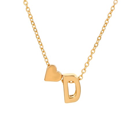 Gold Plated Initial D Pendant Necklace With Heart For Women Dainty Alphabet Necklaces With Adjustable Chain Letter Chains Gifts Alphabets Name Women N Girls