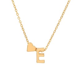 Gold Plated Initial E Pendant Necklace With Heart For Women Dainty Alphabet Necklaces With Adjustable Chain Letter Chains Gifts Alphabets Name Women N Girls
