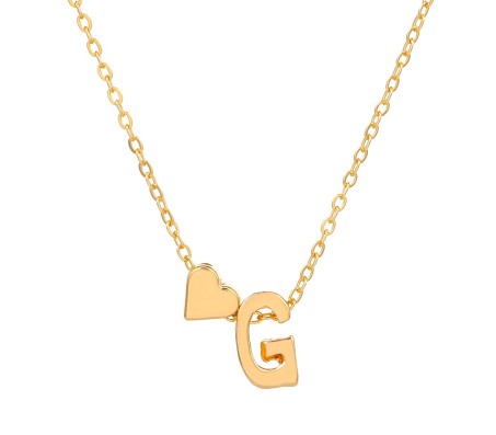 Gold Plated Initial G Pendant Necklace With Heart For Women Dainty Alphabet Necklaces With Adjustable Chain Letter Chains Gifts Alphabets Name Women N Girls
