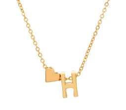 Gold Plated Initial H Pendant Necklace With Heart For Women Dainty Alphabet Necklaces With Adjustable Chain Letter Chains Gifts Alphabets Name Women N Girls