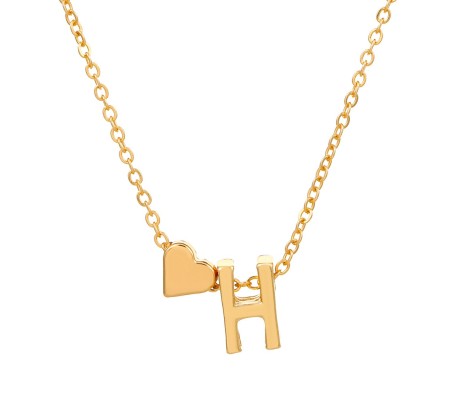 Gold Plated Initial H Pendant Necklace With Heart For Women Dainty Alphabet Necklaces With Adjustable Chain Letter Chains Gifts Alphabets Name Women N Girls