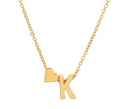 Gold Plated Initial K Pendant Necklace With Heart For Women Dainty Alphabet Necklaces With Adjustable Chain Letter Chains Gifts Alphabets Name Women N Girls