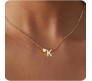Gold Plated Initial K Pendant Necklace With Heart For Women Dainty Alphabet Necklaces With Adjustable Chain Letter Chains Gifts Alphabets Name Women N Girls