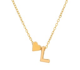 Gold Plated Initial L Pendant Necklace With Heart For Women Dainty Alphabet Necklaces With Adjustable Chain Letter Chains Gifts Alphabets Name Women N Girls