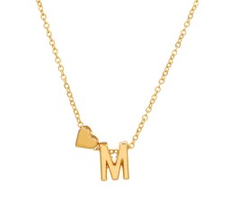 Gold Plated Initial M Pendant Necklace With Heart For Women Dainty Alphabet Necklaces With Adjustable Chain Letter Chains Gifts Alphabets Name Women N Girls