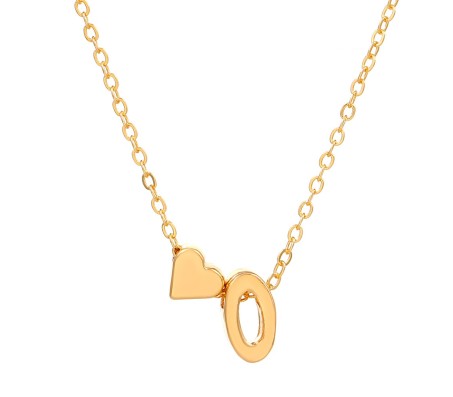 Gold Plated Initial O Pendant Necklace With Heart For Women Dainty Alphabet Necklaces With Adjustable Chain Letter Chains Gifts Alphabets Name Women N Girls