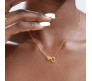 Gold Plated Initial O Pendant Necklace With Heart For Women Dainty Alphabet Necklaces With Adjustable Chain Letter Chains Gifts Alphabets Name Women N Girls