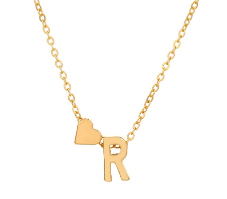 Gold Plated Initial R Pendant Necklace With Heart For Women Dainty Alphabet Necklaces With Adjustable Chain Letter Chains Gifts Alphabets Name Women N Girls