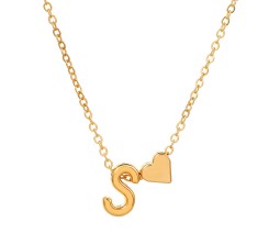 Gold Plated Initial S Pendant Necklace With Heart For Women Dainty Alphabet Necklaces With Adjustable Chain Letter Chains Gifts Alphabets Name Women N Girls