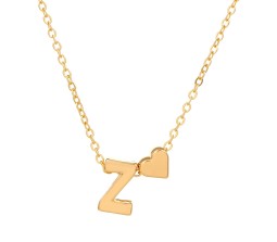 Gold Plated Initial Z Pendant Necklace With Heart For Women Dainty Alphabet Necklaces With Adjustable Chain Letter Chains Gifts Alphabets Name Women N Girls
