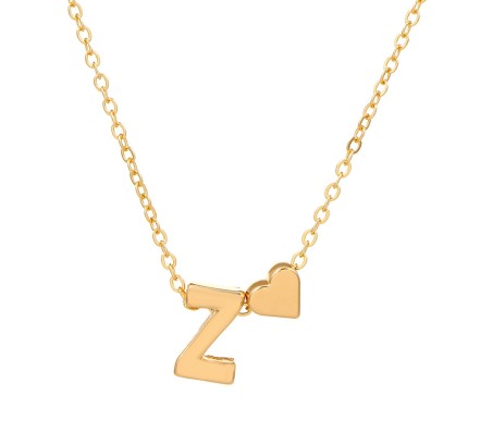 Gold Plated Initial Z Pendant Necklace With Heart For Women Dainty Alphabet Necklaces With Adjustable Chain Letter Chains Gifts Alphabets Name Women N Girls