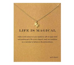 Card + Life is Magical Unicorn Symbol Magic Pendant Necklace for Girls and Women