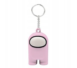 Among Us Action Figure Plastic Rubber Keychain Key Chain for Car Bikes Key Ring Light Pink