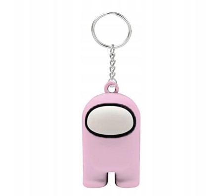 Among Us Action Figure Plastic Rubber Keychain Key Chain for Car Bikes Key Ring Light Pink