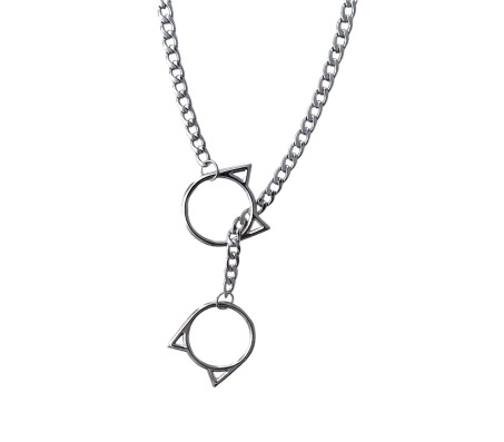 Cat Necklace Slip Chain for Pet Lovers Stainless Steel Punk Gothic Cuban Slip Chain Choker Adjustable Long Lariat Y-Necklace Jewelry for Women