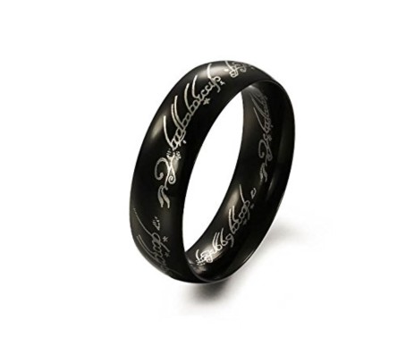 Lord of The Rings Genuine Stainless Steel Black LOTR Ring for Casual Everyday Fashion Men Women and Boys