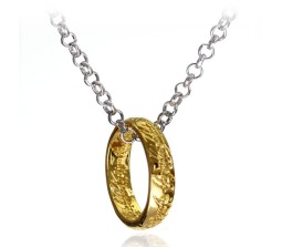 Lord of the Rings Inspired Ring Pendant Gold Plated Carved Words LOTR Necklace Jewelry For Men and Women