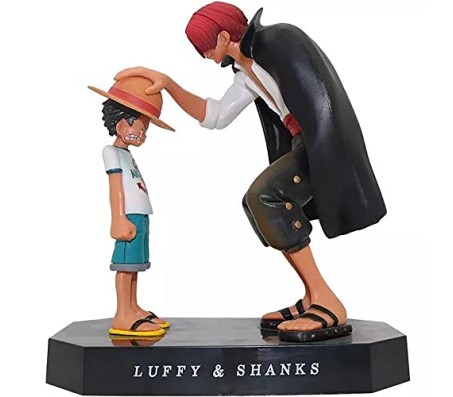 Anime One Piece Luffy and Shanks Action Figure 18 cm Collectible for Office Desk & Study Table, Car Dashboard, Decoration and Cake Topper Toys for Fans