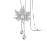Fashion Crystal Silver Long Chain Stylish Pendant Necklace in Fancy Maple Leaf with Pearl Design Jewelry Party or Daily Casual Wear for Women and Girls White Silver