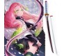 Demon Slayer Cosplay 104 cm Mitsuri Kanroji Wooden Sword Nichirin Life Size Replica Katana Perfect for Anime Gift Merchandise Collectibles