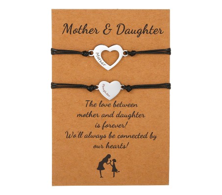 Matching Mother and Daughter Adjustable Bracelet Heart Bracelet Mothers Day Gift for Mom from Daughter Birthday Gift