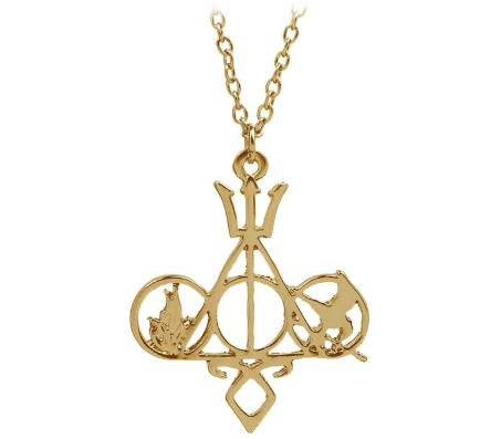 Percy Jackson Hunger Games Potter Deathly Hallows Divergent and The Mortal Instruments Gold Open Pendant Necklace Fashion Jewellery Accessory for Men and Women