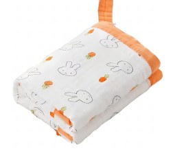Pure Organic Cotton 6 Layer Muslin Blanket for Newborn Baby is Ultra-Soft Swaddling Towel for Newborns and Toddlers Size 107 x100 cm for 0-3 Years Boy And Girl Carrot Multicolor