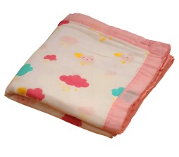 Pure Organic Cotton 6 Layer Muslin Blanket for Newborn Baby is Ultra-Soft Swaddling Towel for Newborns and Toddlers Size 107 x100 cm for 0-3 Years Boy And Girl Cloud Multicolor