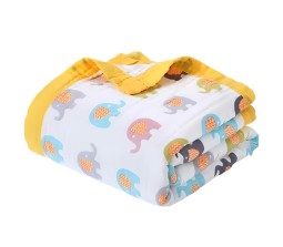 Pure Organic Cotton 6 Layer Muslin Blanket for Newborn Baby is Ultra-Soft Swaddling Towel for Newborns and Toddlers Size 107 x100 cm for 0-3 Years Boy And Girl Elephant Multicolor