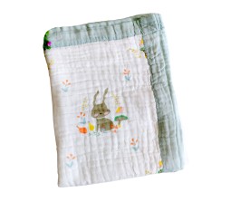 Pure Organic Cotton 6 Layer Muslin Blanket for Newborn Baby is Ultra-Soft Swaddling Towel for Newborns and Toddlers Size 107 x100 cm for 0-3 Years Boy And Girl Rabbit Multicolor