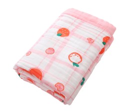 Pure Organic Cotton 6 Layer Muslin Blanket for Newborn Baby is Ultra-Soft Swaddling Towel for Newborns and Toddlers Size 107 x100 cm for 0-3 Years Boy And Girl Strawberry1 Multicolor