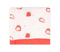 Pure Organic Cotton 6 Layer Muslin Blanket for Newborn Baby is Ultra-Soft Swaddling Towel for Newborns and Toddlers Size 107 x100 cm for 0-3 Years Boy And Girl Strawberry Multicolor