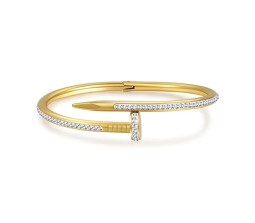 Bracelet Gold Plated Hammer Nail Zircon AD Studded Stainless Steel Hand Bracelet Valentine Special For Women Girls