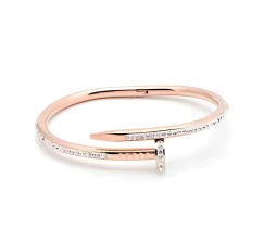 Bracelet Rose Gold Plated Hammer Nail Zircon AD Studded Stainless Steel Hand Bracelet Valentine Special For Women Girls