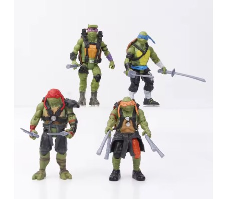 Set of 4 Teenage Mutant Ninja Turtles Action Figures 12 cm Mike Raph Leo Don Figures Toy Multicolor