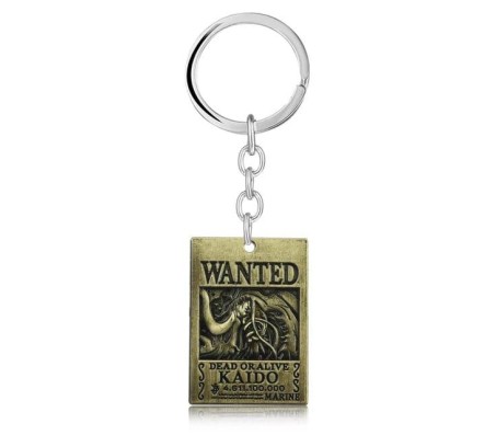 Anime One Piece Kaido Wanted Metal Bronze Keychain Key Chain for Car Bikes Key Ring