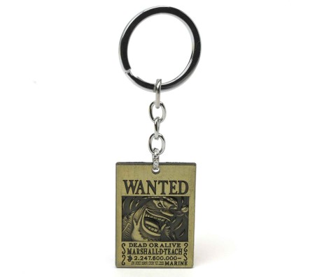 Anime One Piece Marshall D Teach Wanted Metal Bronze Keychain Key Chain for Car Bikes Key Ring