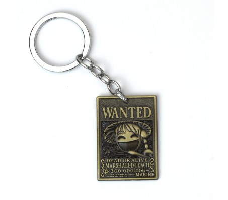 Anime One Piece Marshall D Wanted Metal Bronze Keychain Key Chain for Car Bikes Key Ring