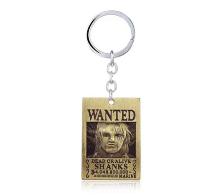 Anime One Piece Shanks Wanted Metal Bronze Keychain Key Chain for Car Bikes Key Ring