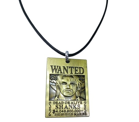 Anime One Piece Shanks Wanted Inspired Pendant Necklace Fashion Jewellery Accessory for Men and Women