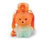 Plastic Teddy Bear Water Bottle for Kids, Push Button Water Bottle with Straw, Sipper Bottle for Kids with Adjustable Strap and Stickers 650ml, Orange Blue, 3+Years (Pack of 1)