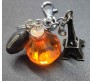 Glow in Dark Orange Diamond Design With Metal Eiffel Tower Paris Key Chain and Message Seed Keychain for Girls / Woman Key Ring