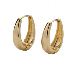 Chic Chunky Oval Huggie Hoop Earrings Stylish Trendy Gold Bali Western Dainty Ear Accessories Small Round Design Korean Fashion for Girls for Women Gold Plated Jewelry
