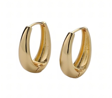 Chic Chunky Oval Huggie Hoop Earrings Stylish Trendy Gold Bali Western Dainty Ear Accessories Small Round Design Korean Fashion for Girls for Women Gold Plated Jewelry
