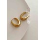 Chic Chunky Oval Huggie Hoop Earrings Stylish Trendy Gold Bali Western Dainty Ear Accessories Small Round Design Korean Fashion for Girls for Women Gold Plated Jewelry