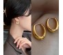 Chic Chunky Oval Huggie Hoop Earrings Stylish Trendy Gold Bali Western Dainty Ear Accessories Small Round Design Korean Fashion for Girls for Women Gold Plated Jewelry